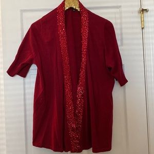 Apt. 9 Red Sequin Cardigan Size 1X